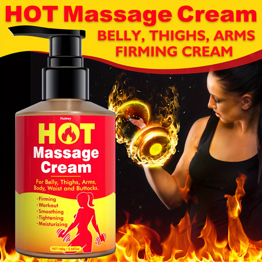 Hot Massage Cream 160g - Unisex Body & Firming Formula with Caffeine, Vitamin E, Collagen & Jojoba Oil - Boosts Sweating for Belly, Thighs, Arms, Waist & Buttocks - Ideal for Workouts & Fitness Enthusiasts