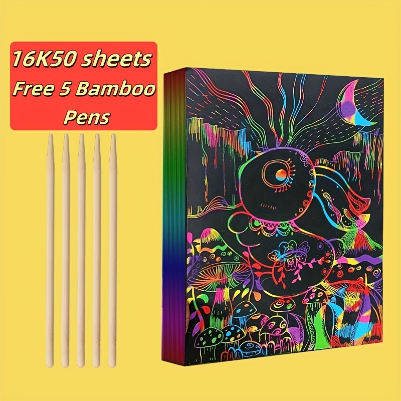 

50 Sheets Of Scratching Set With 5 , Using Bright Colors To The , Create A Wonderful Painting, Endless Gift