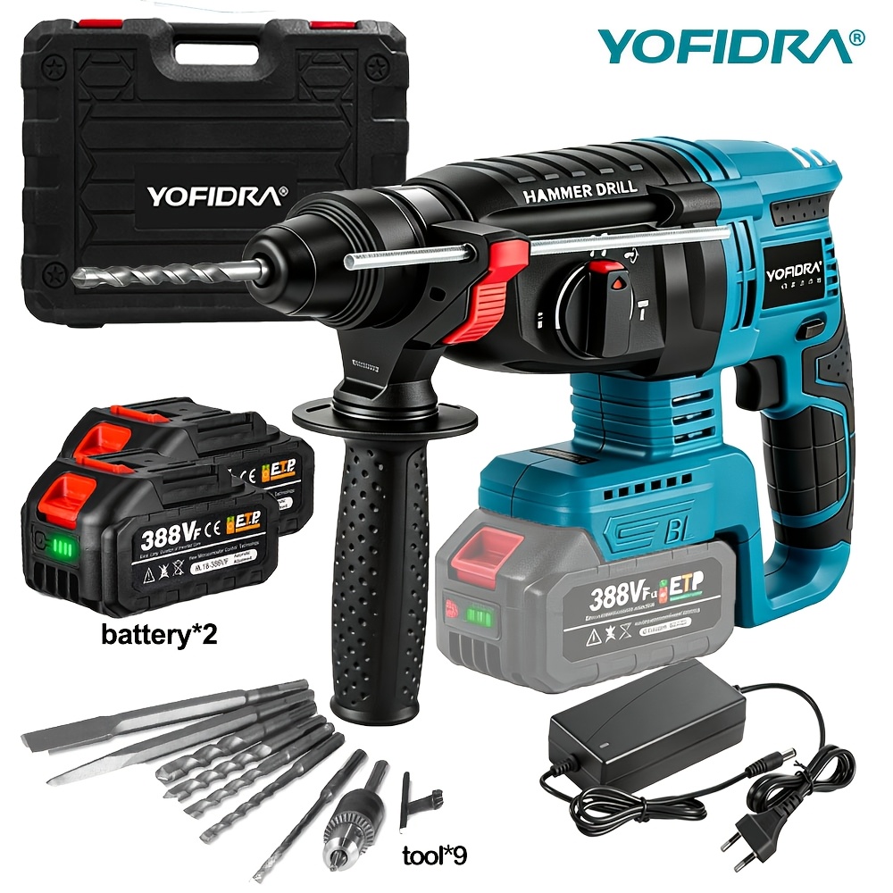 Image of Brushless Hammer Drill, Cordless 4-speed Impact Rotary Drill With 180° Universal Swivel Head, 26mm Industrial-grade Metal , Easily Drills Through Concrete/steel/brick/wood. Tool/combo Kit Options