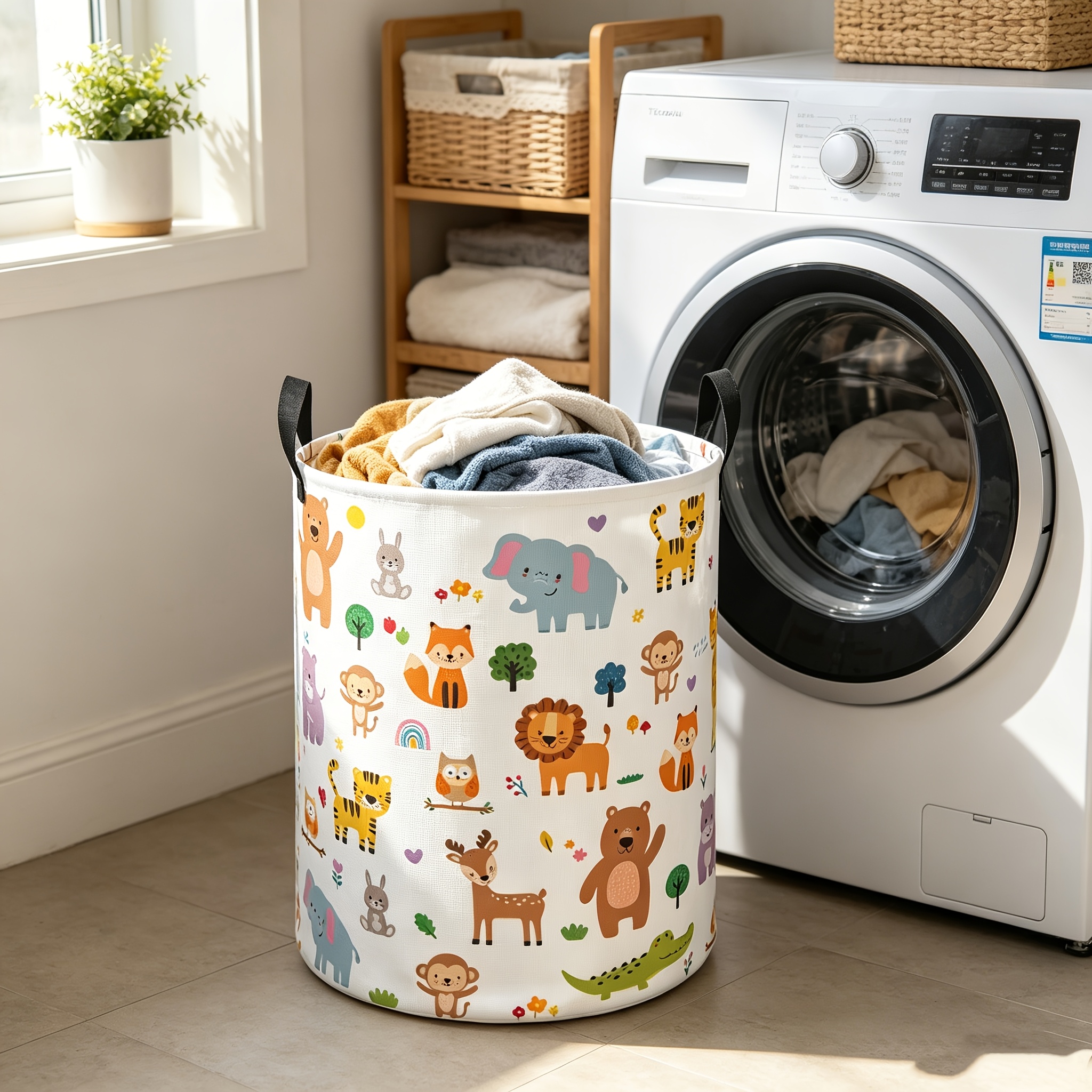 TEMU Cute Animal Laundry Basket, Laundry Basket Animal Storage Basket, Suitable For Room Decoration, Room Laundry Basket, Bedroom, Clothes Organizer,
