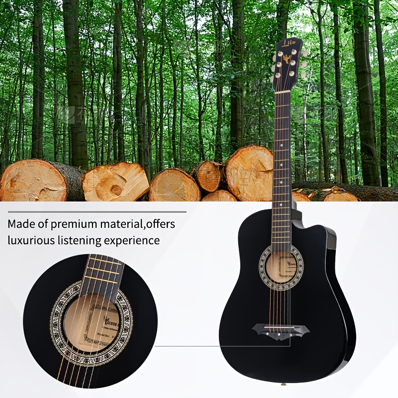 38-inch Basswood Acoustic Guitar, Gloss Finish Guitar Bundle,... product image 9