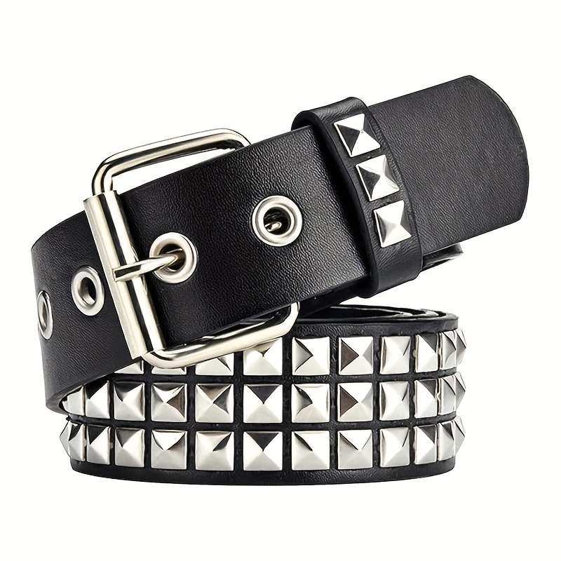 3 Studded Y2K Punk Belts Goth Emo Grommet Metal Pyramid WQYILEAER 3 Pcs White Black Studded Belt, Y2K Belt Goth Emo  main image 3