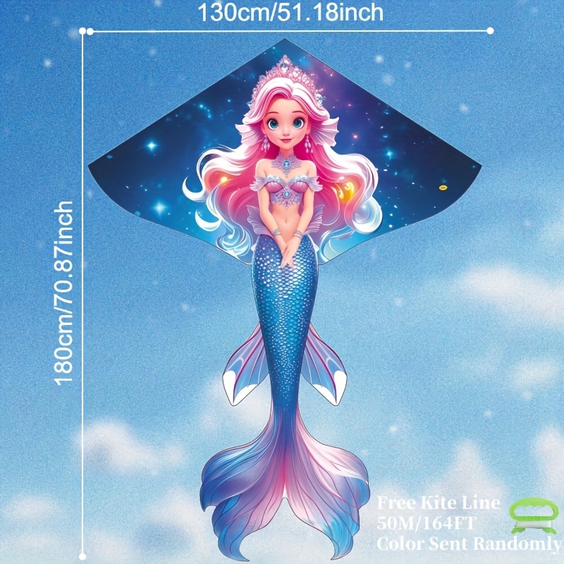 TEMU 1pc A Starlight Mermaid Kite Featuring A New 3d Design! This Kite For A Unique Festival Gift, Perfect For Outdoor Fun Or Park, Offering