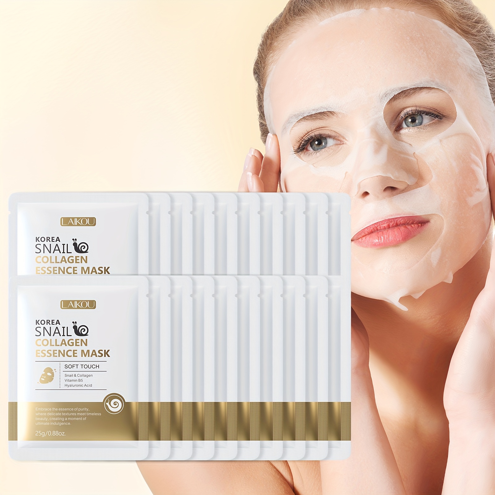 LAIKOU Korejski set za njegu kože sa puževim sluzom, tonik, serum zračnosti, krema oko očiju, crema lica, gelišteće sredstvo, 20 komada maska za licе, dubinska hidratacija, poklon za Valentinovo ili rođendan
