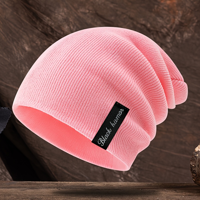 TEMU 1pc Letter Knit Beanie Autumn Winter High-elastic Soft Comfortable Warm Hat Outdoor Casual Sports Cycling Mountaineering Skiing Ear-covering Hat