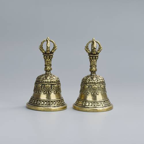 one carved bronze bell hand held shaker with clapping handle style for healing ideal for church weddings schools and festive occasions