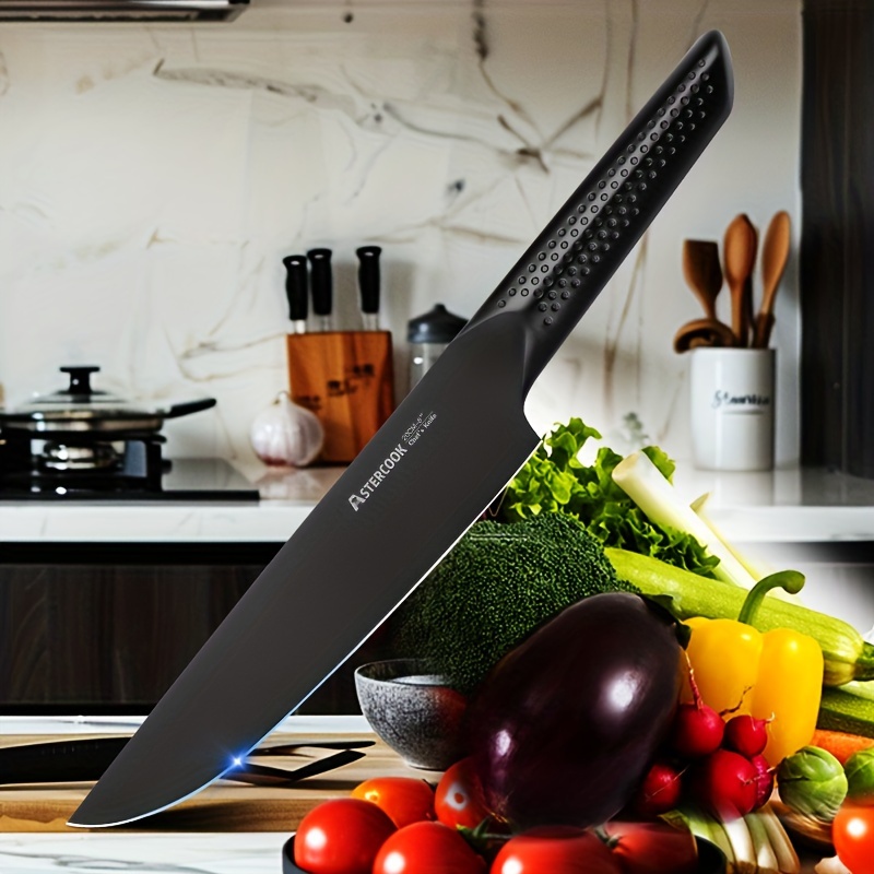 

1pc 8-inch Knife For Restaurant - High-carbon German Stainless Steel, Ergonomic Handle, Dishwasher Safe, Elegant Black