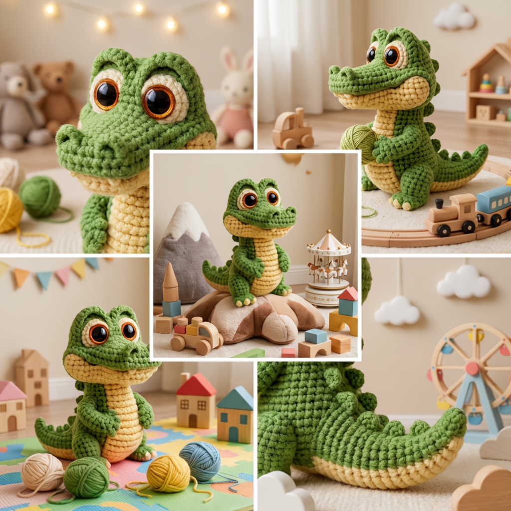 TEMU 1pc, Cute Little Crocodile Crochet Kit, Adult Crochet Diy Craft - Includes All Materials + High-definition English Instructions. Beginners Can