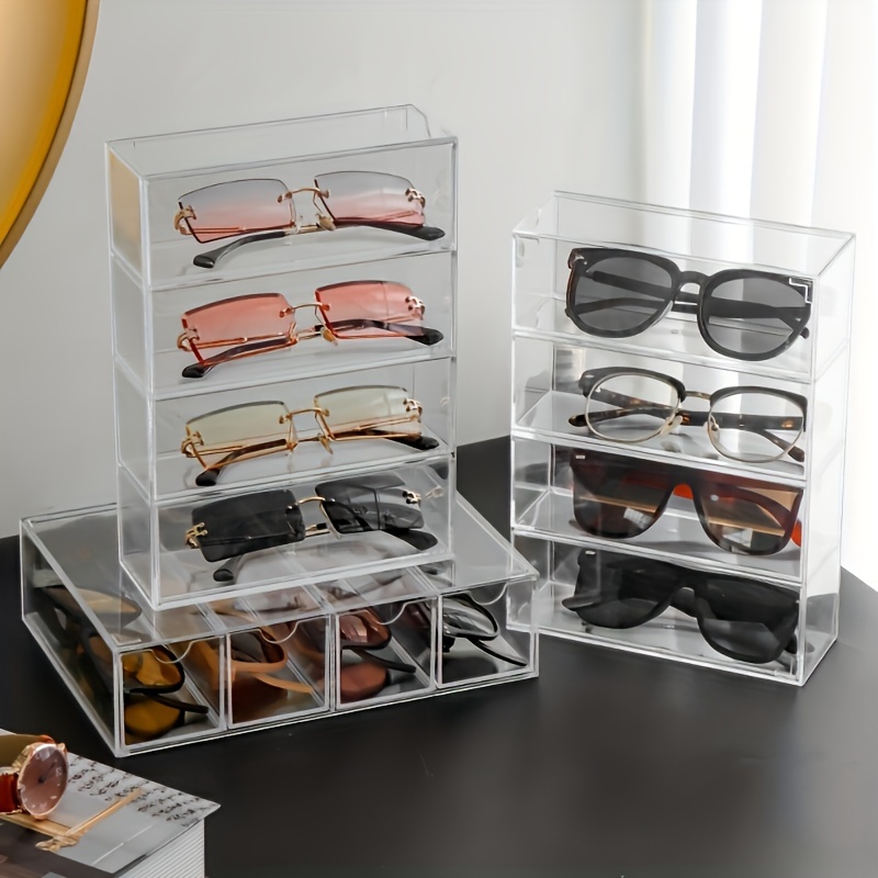 

5-layer Clear Acrylic Glasses Organizer Eyewear Display Case Stackable Women's Glasses Storage Box With Drawers