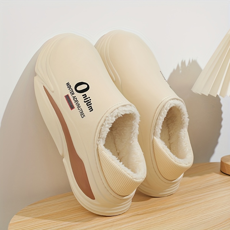 Thickened Plush + EVA Non-Slip Autumn Winter Warm Slides, Indoor Anti-Sliper House Shoes for Men and Women, Slippers for Women Winter, Sneaker Slippers, Funny Slippers for Men, Slipper Boots, Womens Slippers for Winter