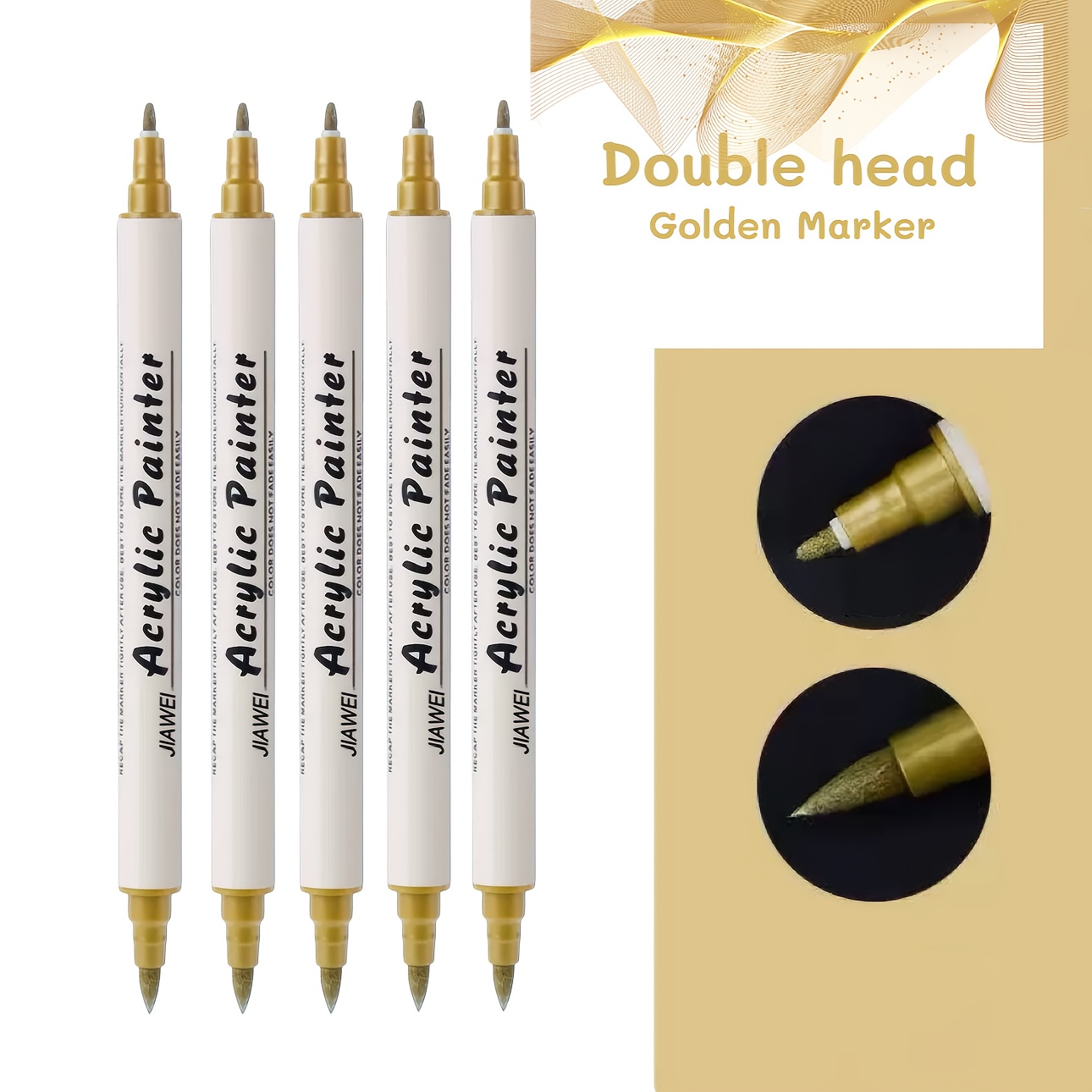5pcs Golden Dual-tip Acrylic Markers