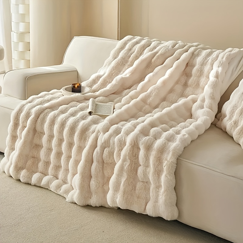 Imitation Rabbit Fur Blanket | Ultra Soft, Lightweight, All-Season, Machine Washable, Plush Comfort Bedding For Bedroom, Living Room, Travel | Available In Multiple Colors And Sizes