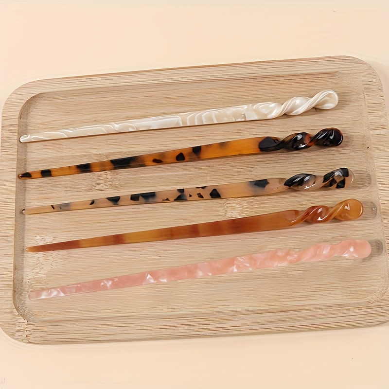 TEMU Ladies' Hair Additions Hairpin Spring And Summer Elegant Style Ancient Style Marble Pattern Acetate Hairpin Easy And Modern Suitable For Daily