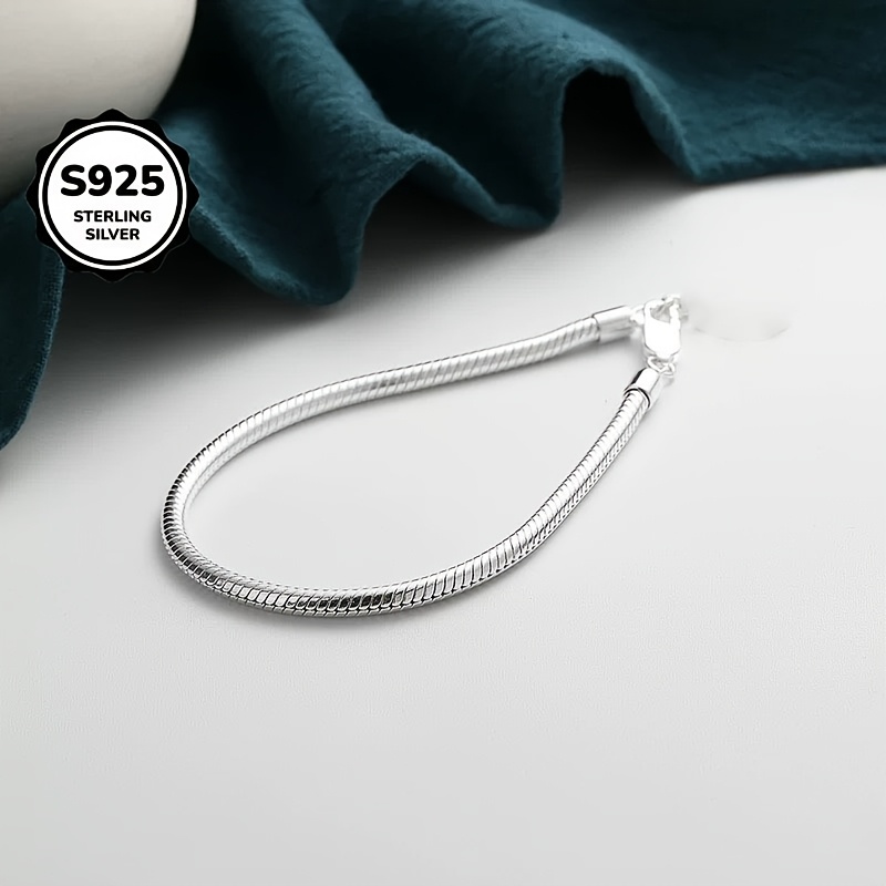 925 Sterling Silver Snake Bone Chain Couple Bracelet