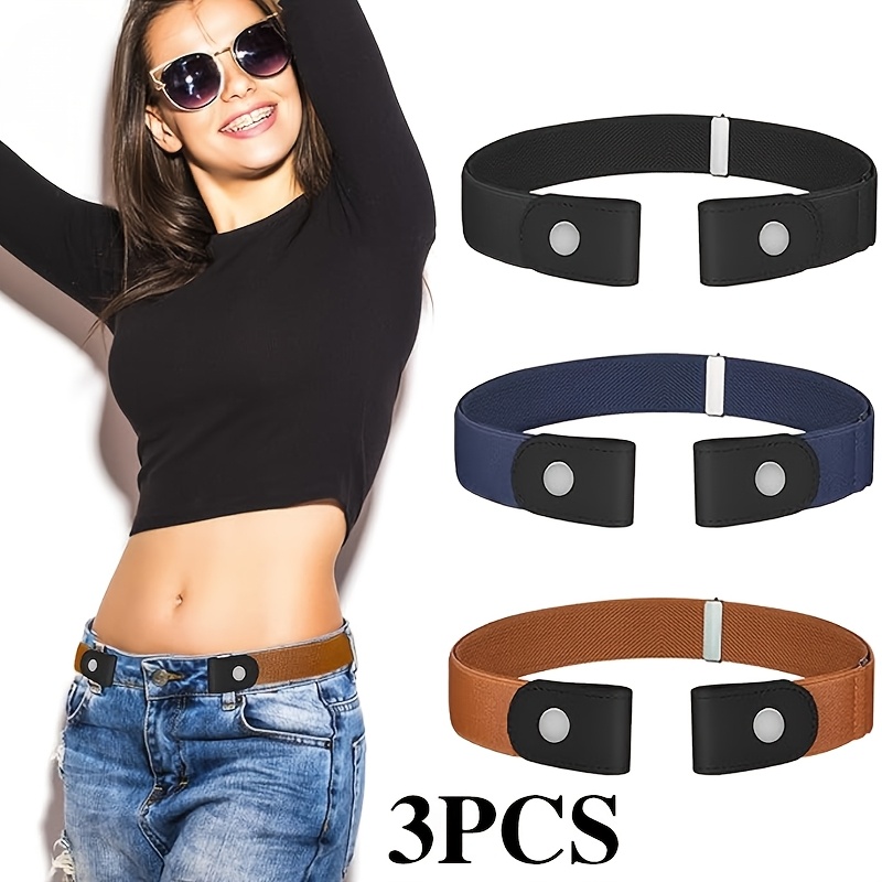 3pcs Adjustable No-hole Invisible Waist Belt For Men And Women - Elastic And , Anti-slip Design, Casual Wear, Hand Washable, Waist Tightening, Suitable For