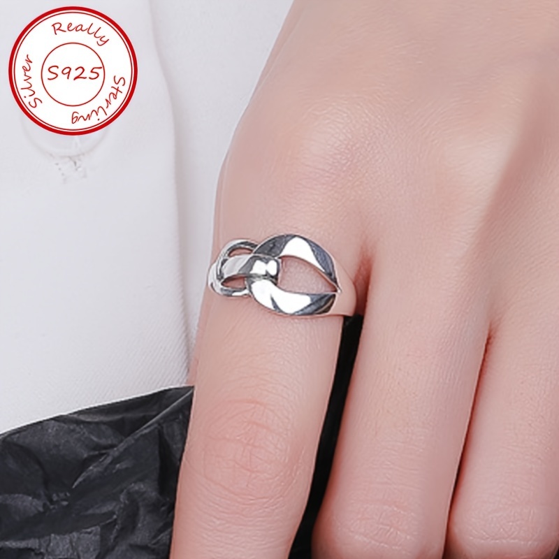 

Anillo De Plata S925 Estilo Minimalista De Moda Hip Hop, Forma De Hebilla Geométrica, Anillo Ajustable Abierto, Joyería De Anillo De Puño Para Regalo De Novia