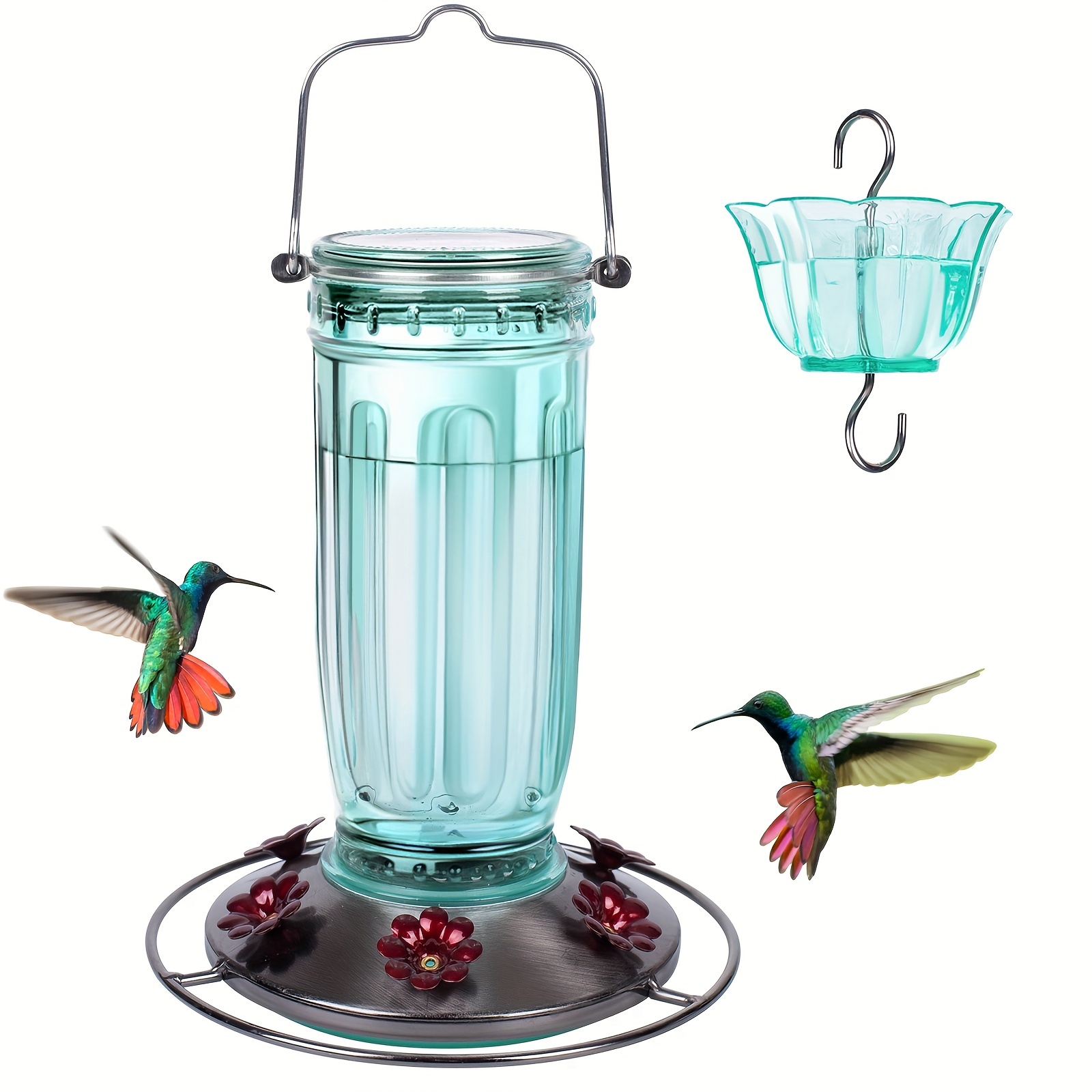 

Kingsyard Glass For Outdoors Wild Bird Feeder With 6 Feeding Hanging For Garden Yard (ant Included)