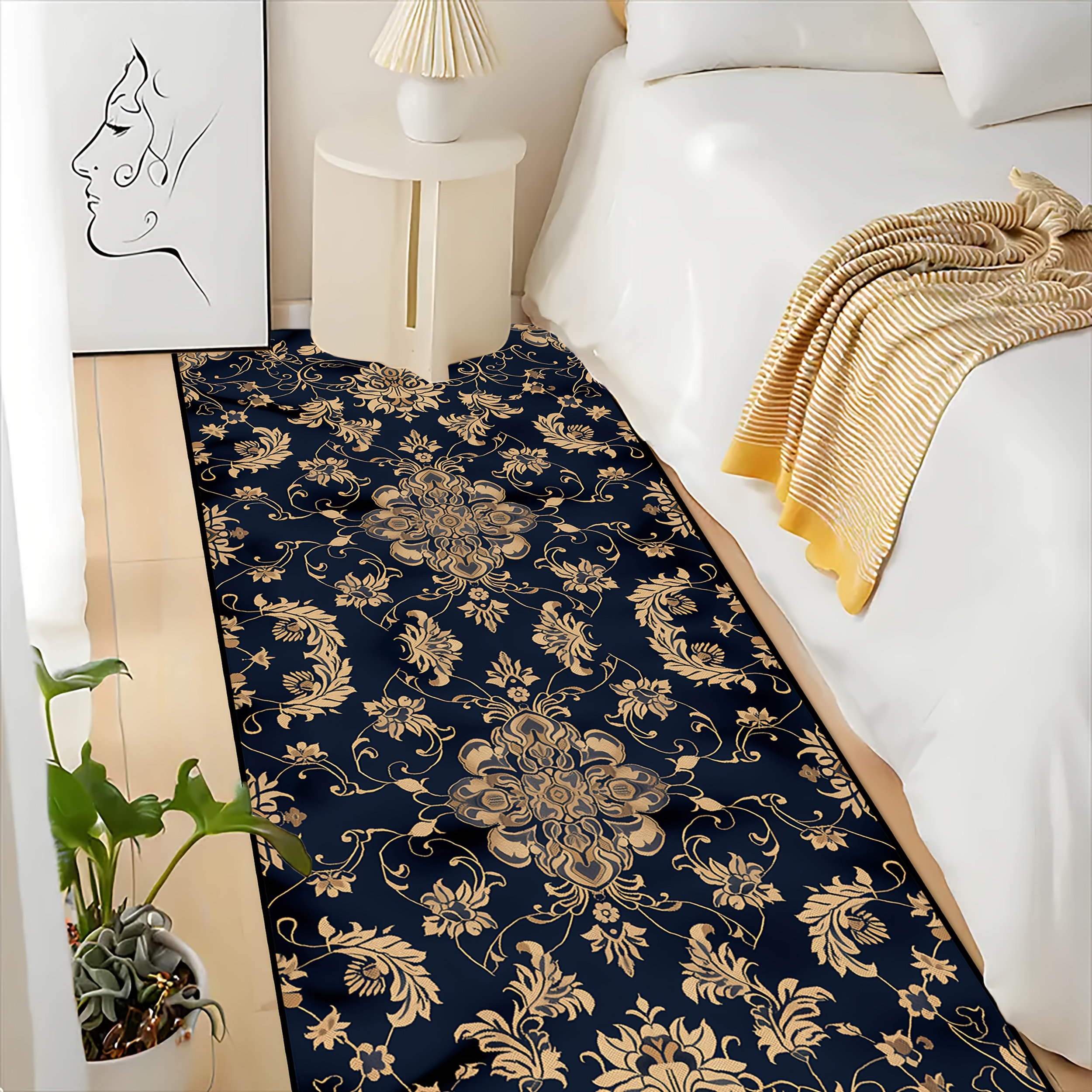 TEMU Sea Shipping[]1pc, Vintage European Pattern Restaurant Welcome Runner Rug, Light Luxury Stylish Comfortable Banquet Hall Rectangular Floor Mat,