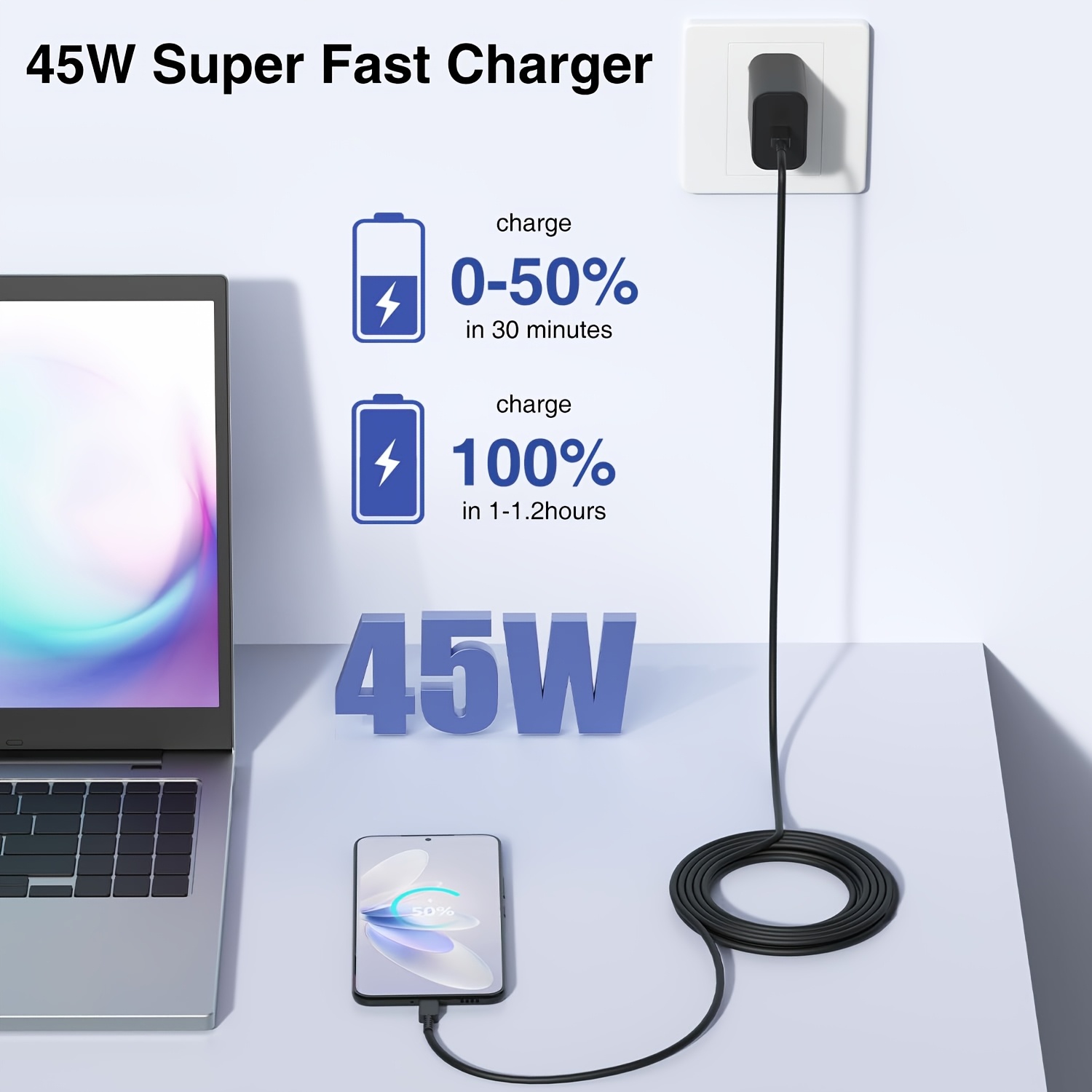 

2pcs 45w Charger Usb C , 6ft/10ft Type C Charger Fast Charging Cable S24+ultra, Usb C Cord Phone Charger S23 S22 S21 S20+