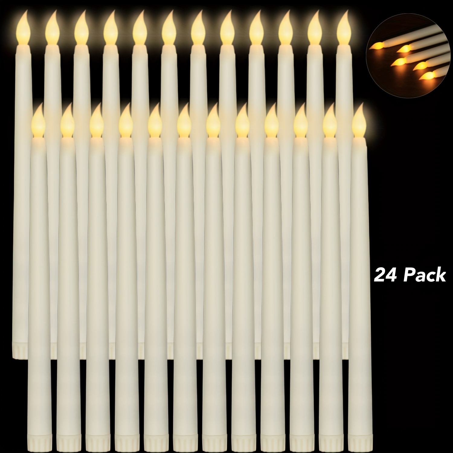 E-shop Set mit 24 flackernden, flammenlosen Kerzen für Partytischdekoration, mit batteriebetriebenen LED-Leuchten mit -Effekt, Größe 11 Zoll, ideal für