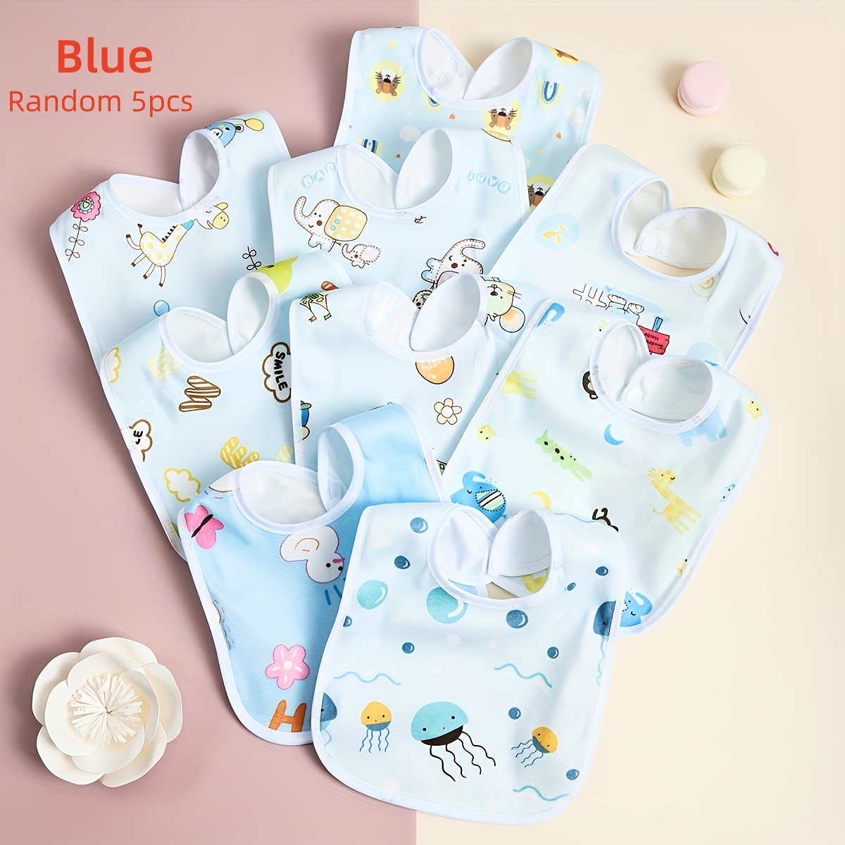 Image of Random Pattern 5pcs Set Of U-shaped Bibs