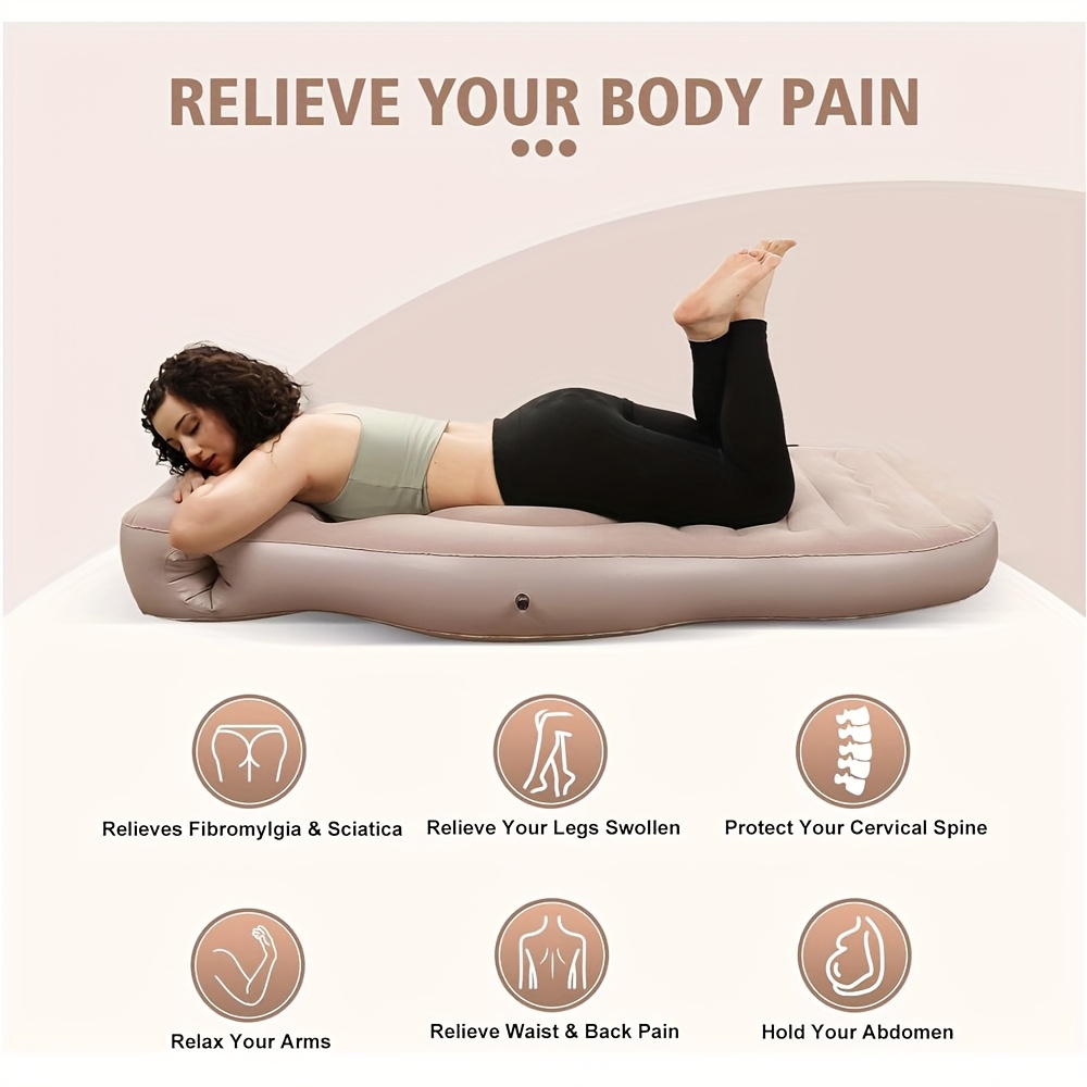 1pc PVC Mesh Velvet Inflatable Full-Body Maternity Support Pillow with Abdominal Cutout, Comfortable - The Best Sleep Aid for Pregnant Women, Supportive Maternity Bed, Lightweight Design, Breathable Material, Portable Design, Suitable for Indoor
