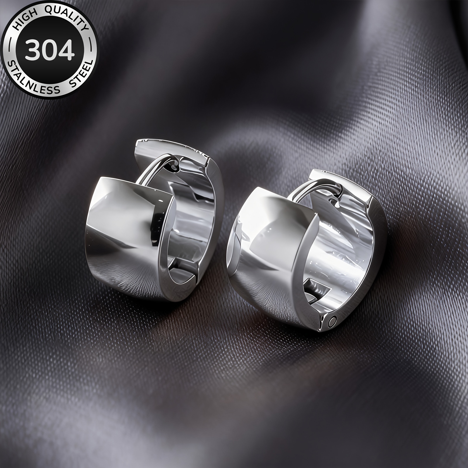 TEMU Par de Aretes de Acero Inoxidable Geométricos de Cara Ancha y Curvada, Accesorios de Calidad Hipoalergénicos y Resistentes al , Elegantes