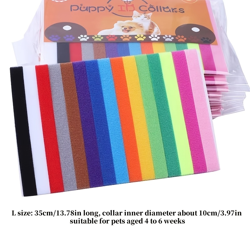 TEMU 15pcs (15pcs) Soft Non-irritating Pet Id Collars & Birth Marking System - Color-coded Collar With Write-on Id Tags, For Puppy/kitten Collar,