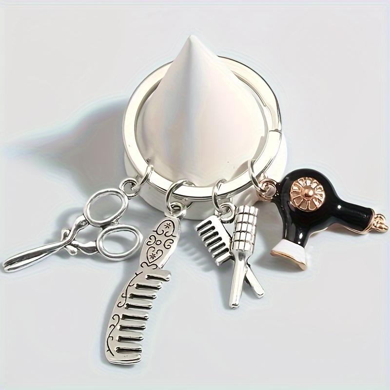 1pc Metal Scissors Keychain, Wallet Handbag Car Charm, Mobile Phone Pendant, Mother's Day Gift, Hair Stylist Keychain, Scissors Comb Hair Dryer Pendant Keychain Suitable For Men And Women.