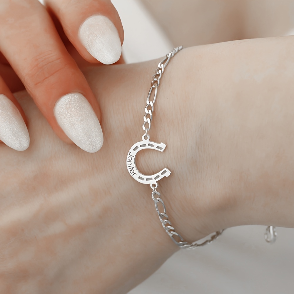 TEMU Bracciale personalizzato con forma di ferro , equestre regalo di anniversario, in oro 18 , e minimalista, regalo di compleanno per dei , regalo