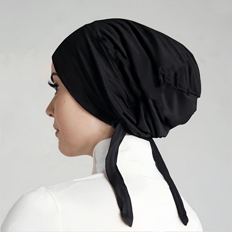 Easy Elastic Beanie, Solid Color Headband Hat With Tassel, Elegant And Comfortable Women's Headscarf Hat