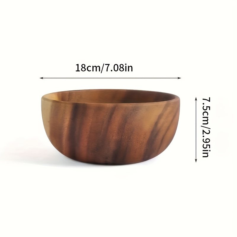 Japanese Acacia Wood Rice Bowl - Handcrafted Deep Dish For Ramen/, -free
