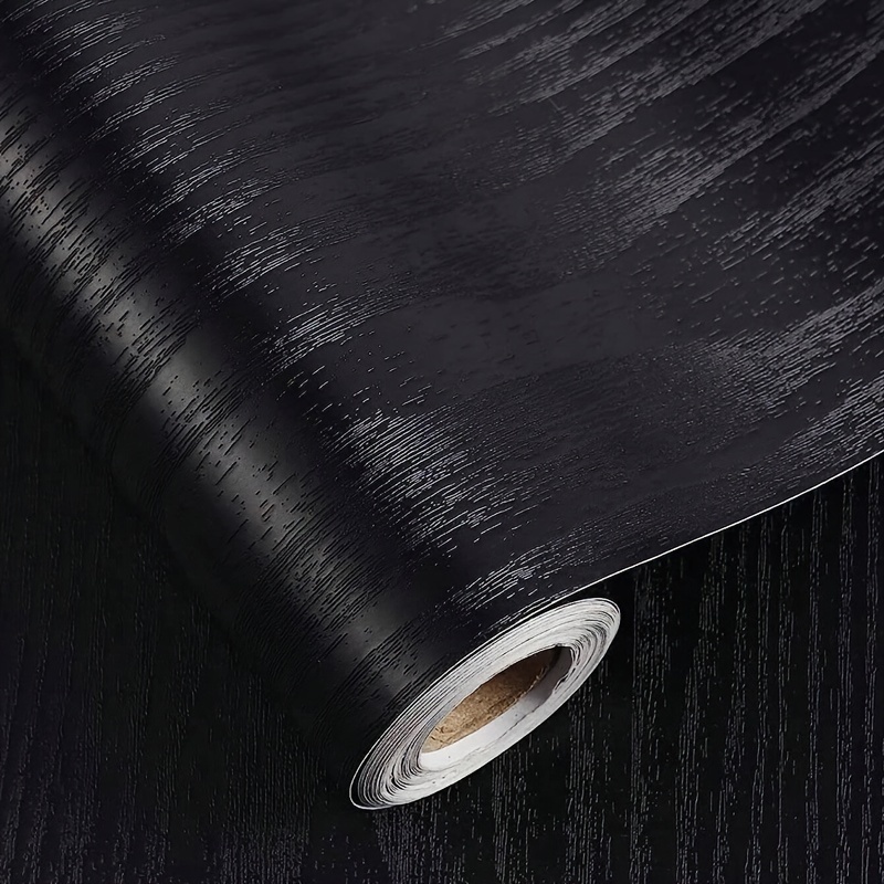 

Easy Apply 3m/5m Black Wood Grain Self-adhesive Wallpaper - Waterproof & Moisture-proof Vinyl For Room Decor, Cabinets & Desks
