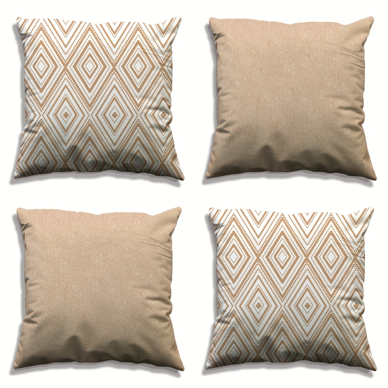 TEMU Juego de 4 Fundas de Almohada Modernas de Color Sólido con Diseño Geométrico Patchwork - 18X18 Pulgadas - No Relleno de Almohada, 100% Material,