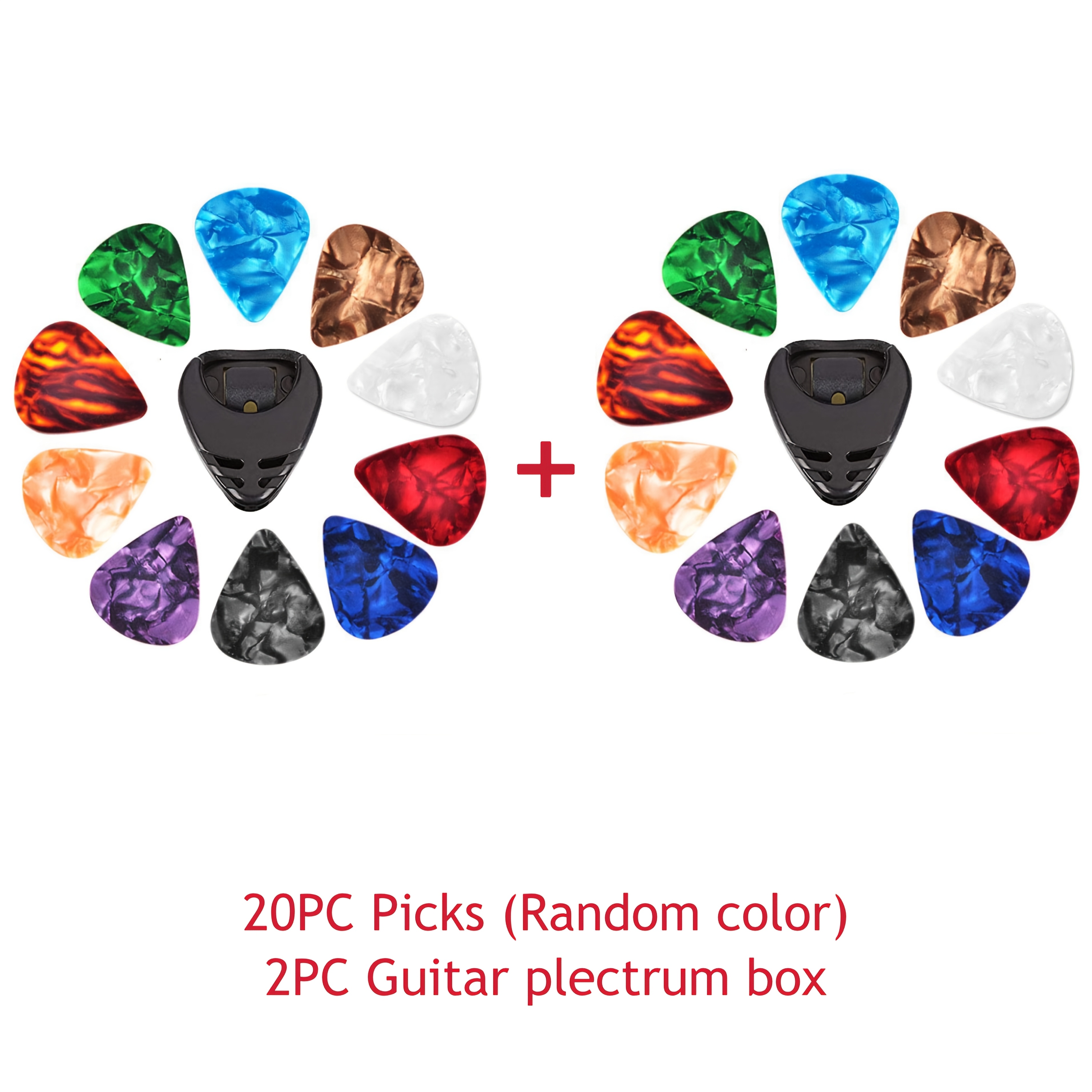 5pcs/10pcs/20pcs Guitar Picks and Pick Holder Set, for Acoustic Guitar Electric Bass Ukulele Easy-to-Stick Bracket Random Color + 1pc/1pcs/2pcs Guitar Pick Box