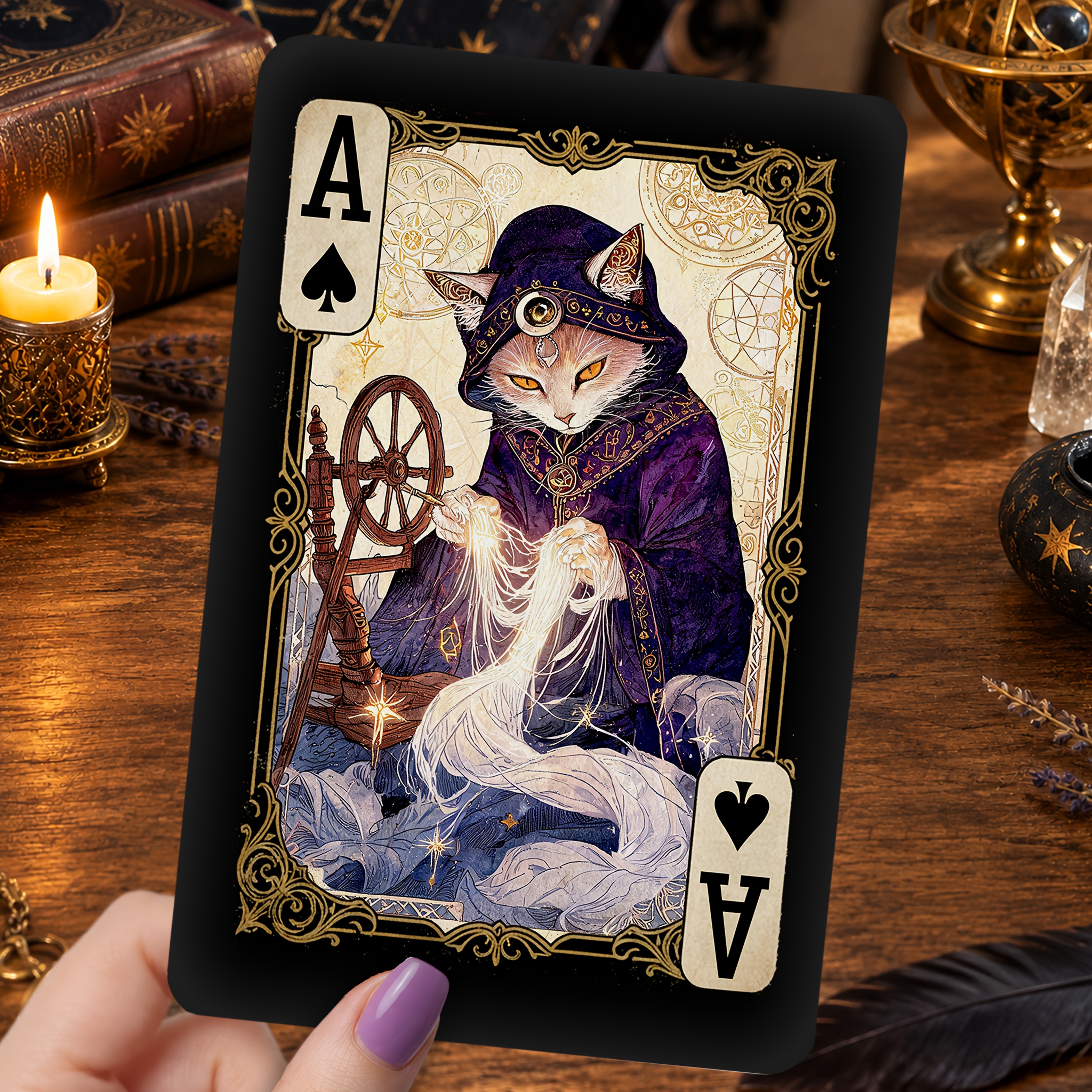 Magic Cat Playing Cards, Unique Cards with Witch Cat Art