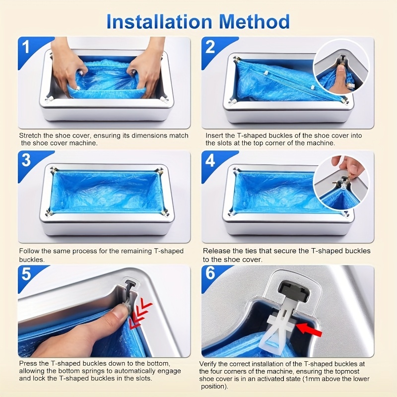 automatic shoe cover dispenser a set of shoe cover machines with 100 disposable plastic boot covers designed to prevent slipping for use in homes shops offices family   and more in a silver color Product details 3