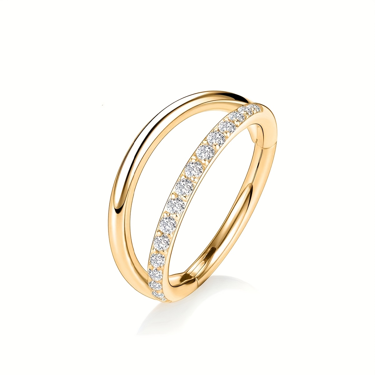 E-shop 316L Edelstahl Nasenring Hoop Septumring Conch Piercing-Schmuck Knorpel, Nasenseptum-Clicker Doppel-Hoop mit synthetischem kubischem Zirkonia,