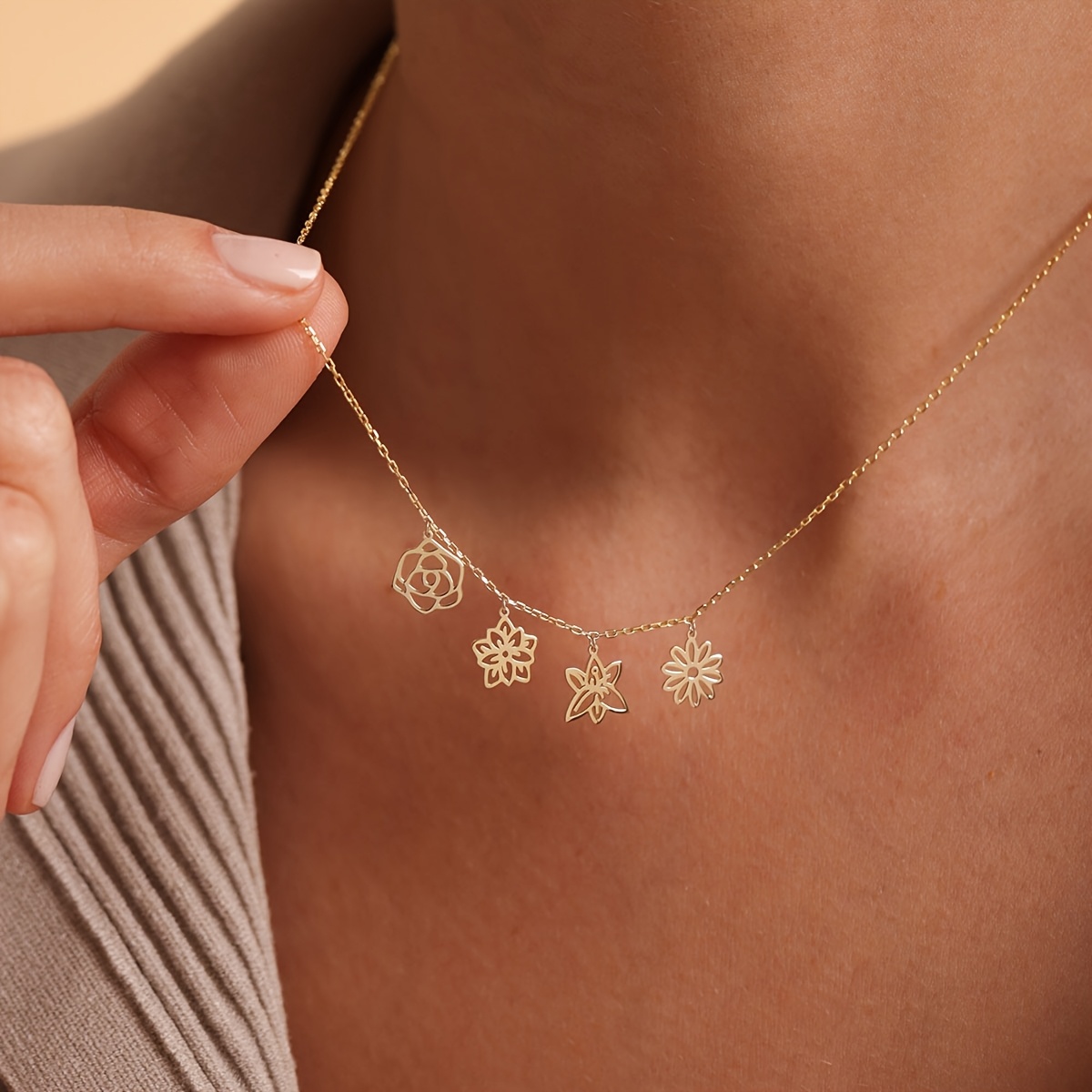 flower necklace custom necklace for mom personalized birth flower necklace 18k gold plated stainless Temu Bahrain