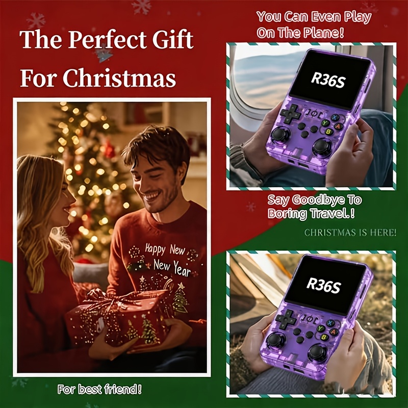 Retro R36S Handheld Game Console, 128GB Portable Game Console, 3.5-Inch HD Gaming Console, Long Battery Life, Dual Analog Sticks, Stable Gameplay, Perfect for Gaming Enthusiasts, Best Men's Birthday Gift Set, Five Colors Available