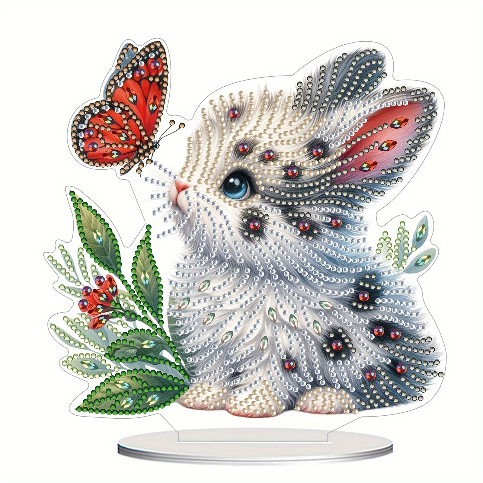 

Diy Acrylic Diamond Painting Kit - Animal Theme With Special Shaped Irregular Diamonds, Bunny Design Craft Set For Desk Decoration, Unique Creative Home Decor Gift