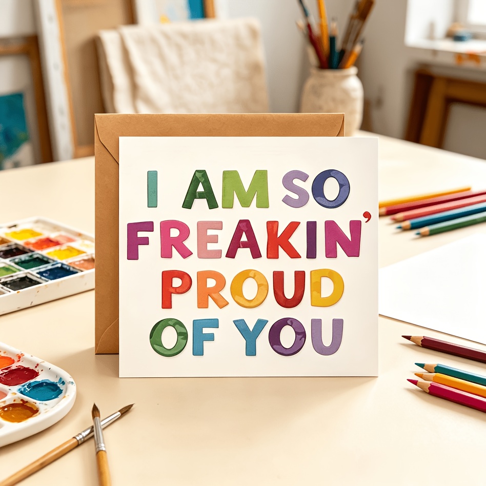 Anime Theme Encouraged Greeting Card - Colorful, "i'm Very Of You" Greeting Cards Perfect For Any Occasion, Weddings And Graduations (greeting Card And Envelope)