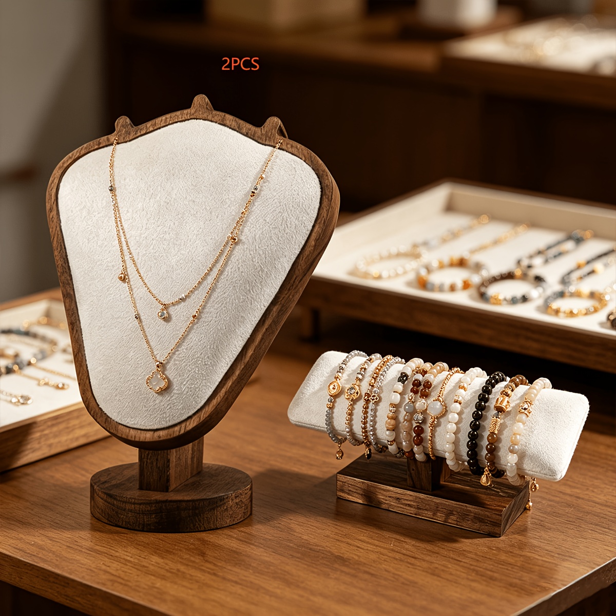 TEMU 2pcs Necklace Display Rack And Bracelet Rack Jewelry Display Set Jewelry Store Accessory Storage Display Rack, Jewelry Towers