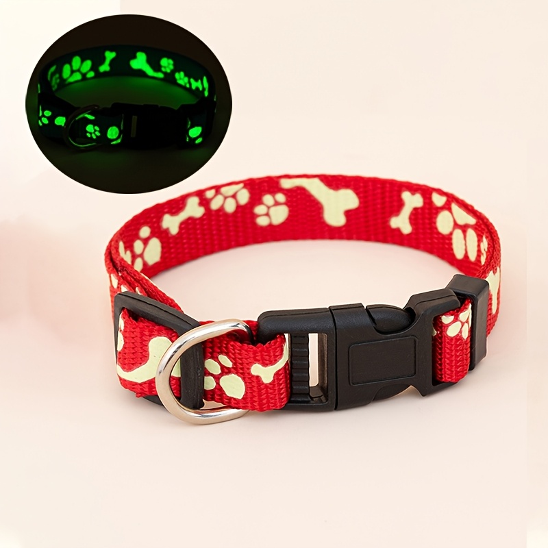 TEMU 1pc Collier pour animaux de compagnie avec motif de de pattes et d'os, vision fluorescente, adapté aux chats et aux chiens, intérieur/extérieur,