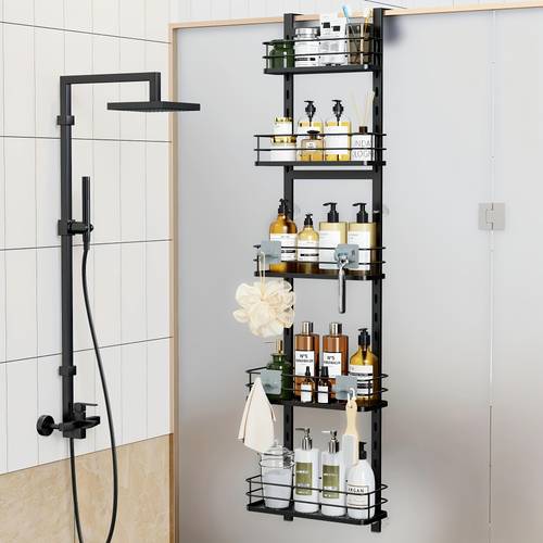 4 tier over the door shower caddy with soap holders hanging shower caddy with 22 hooks and 2 toothbrush holders no drilling adjustable hanging shower organizer for bathroom space saving bathroom organizer shower caddies