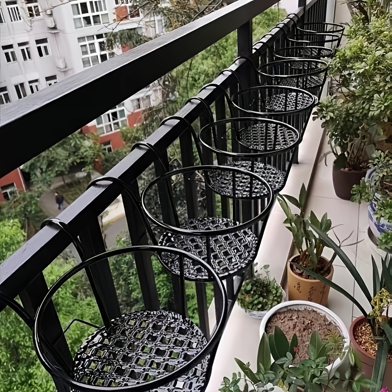 3pcs iron hanging flower pot racks with hooks metal hanging basket frame suspended plant pot holder flower pot shelf plant additions hanging flower stand for fence balcony terrace for succulents greenery and outdoor garden decor