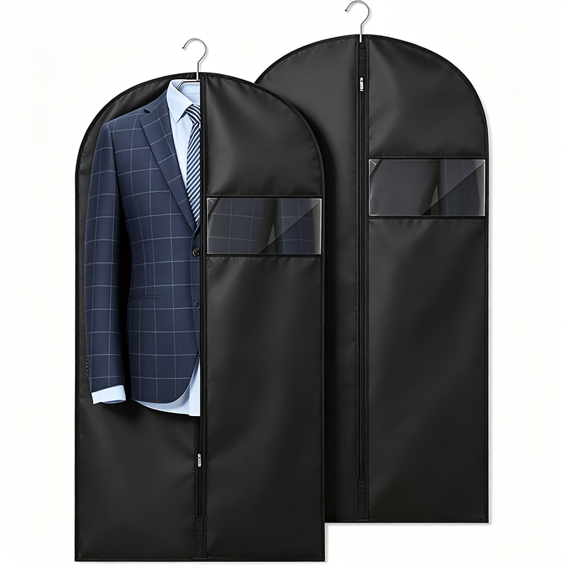 TEMU 2/5pcs 45-inch Suit Dust Cover Garment Bag With Clear Window And Zipper, Clothing Storage