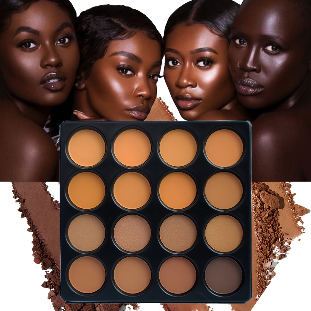 16-color/9-color Dark Bronze Palette, Matte, Shimmer, Foundation Color Palette, for Contouring, Concealing, Setting, Oil-control Foundation, Eyeshadow, Shading, Nose Contouring Palette, Matte Natural with Subtle Shimmer