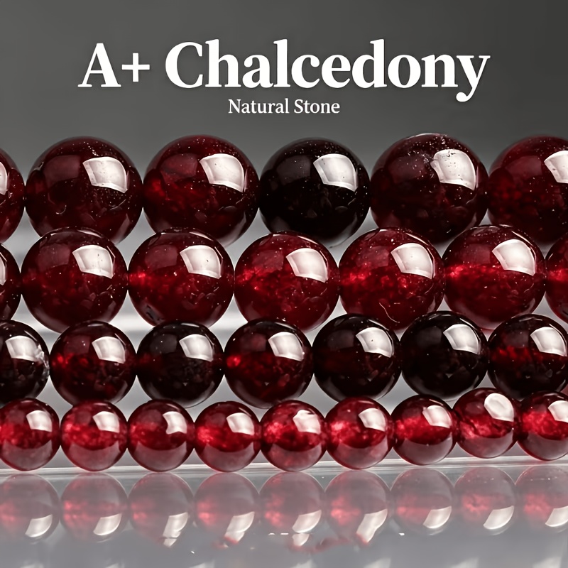 TEMU Grade 5a Wine Red Agate Beads - Handmade Suitable For Diy Making, Smooth Round Beads For Earrings & Bracelets, Craft Beads For Holiday Gifts,