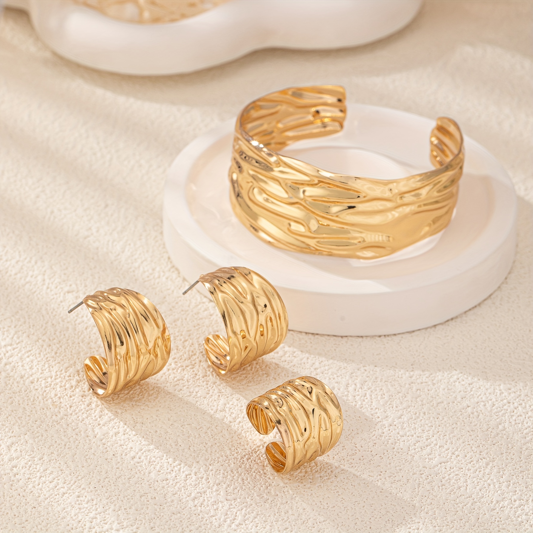 Chic Geometric Pleated Jewelry Set for Women